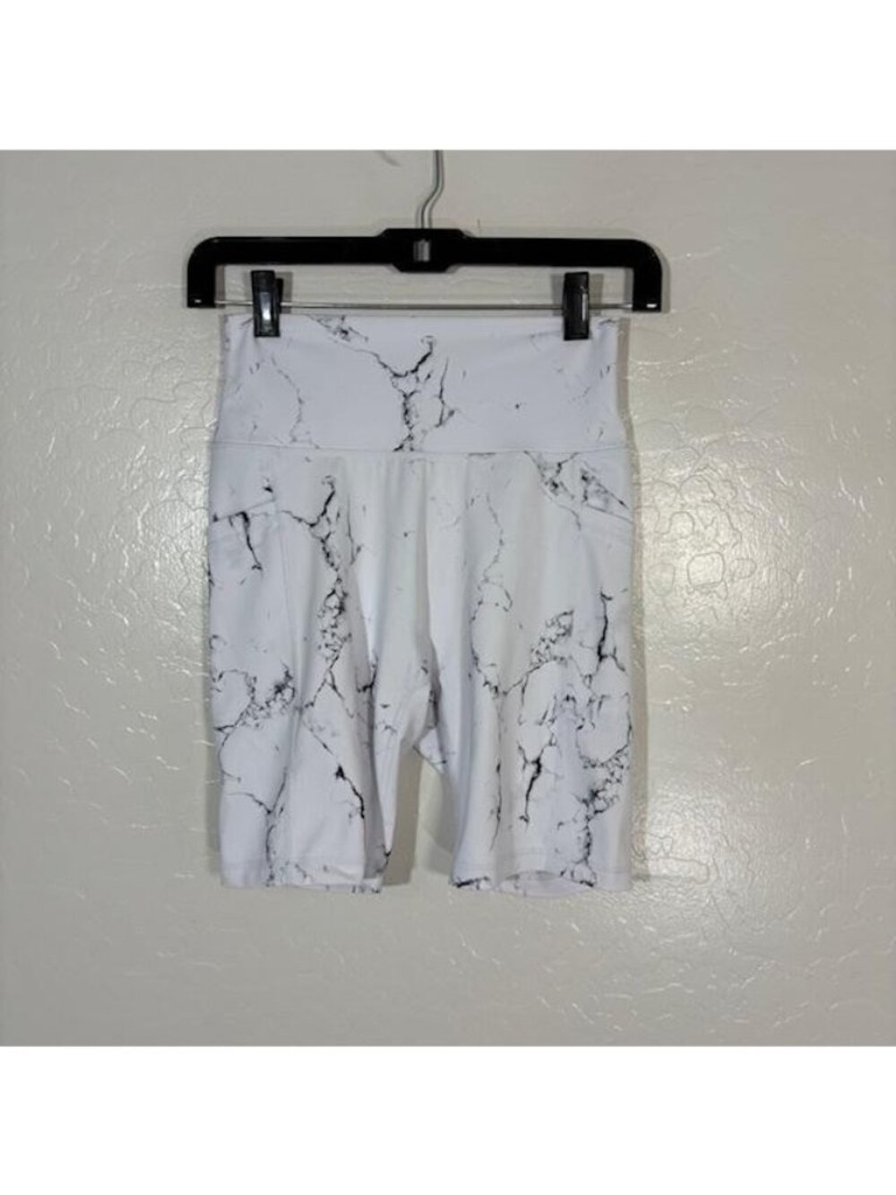 Buffbunny Collection Shorts Womens Small White Marble Print High Rise Biker